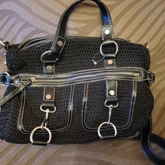 Vintage The Sak black crochet and leather purse - Picture 8 of 13